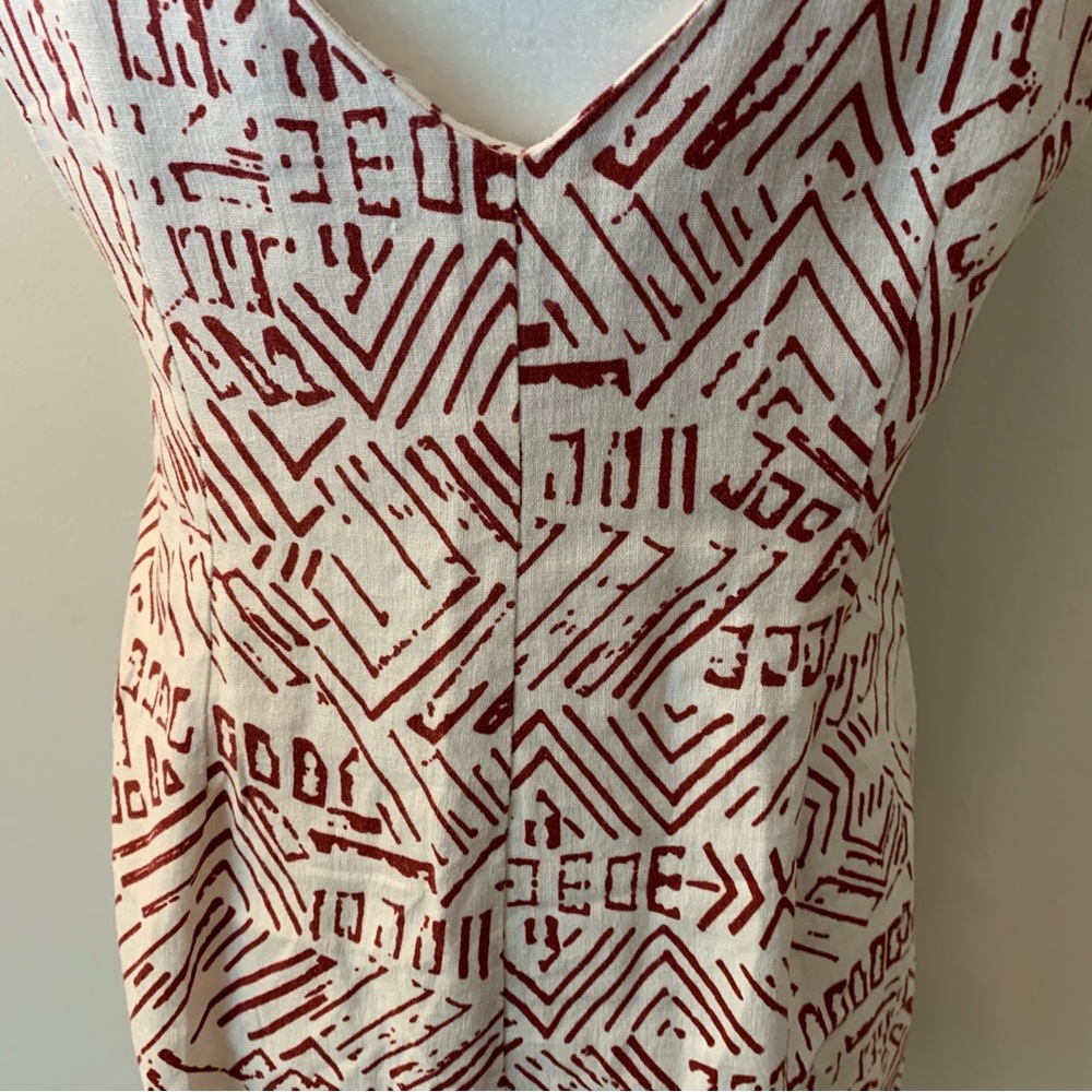 Forever 21 Printed Geometric Side Button Front Linen Rayon Blend Mini Dress - Picture 3 of 12